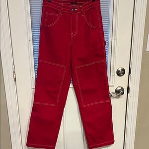 Rue21 Vibrant Red Pants with Contrasting Stitching
